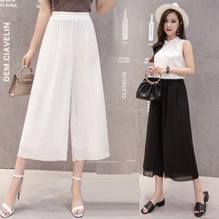 Cropped Wide-leg Sheer Pants