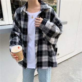 Pocket-front Oversize Gingham Shirt