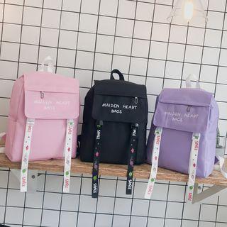Canvas Strap Accent Flap Cover Backpack