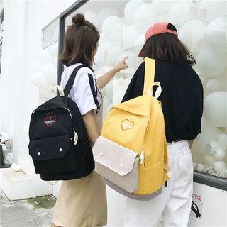 Embroidered Color Block Oxford Backpack
