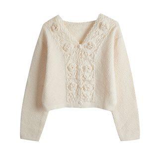 Crochet Floral Accent Cardigan