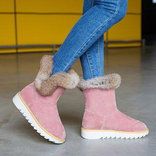 Furry Trim Platform Snow Boots