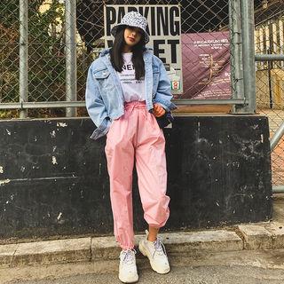 Detachable-hooded Cropped Denim Jacket Light Blue - One Size
