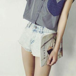 High-waist Denim Hot Pants