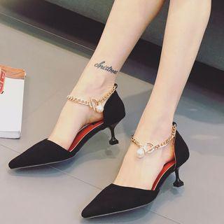 Chain Strap Pointed Heel Sandals