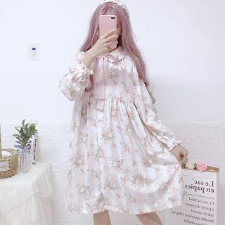 Floral Print Shirtdress Floral Dress - White - One Size