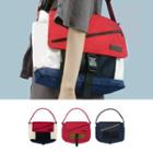 Buckled Color Panel Nylon Messenger Bag