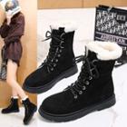 Faux Suede Fleece-lined Lace-up Ankle Snow Boots