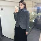 Plain Button Jacket / Midi A-line Skirt