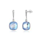 925 Sterling Silver Elegant Fashion Simple Sparkling Light Blue Austrian Element Crystal Earrings Silver - One Size