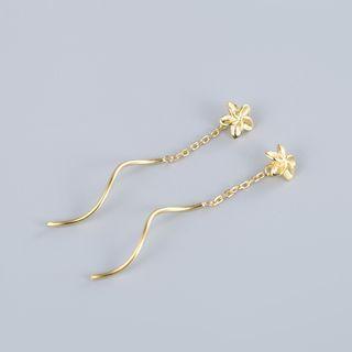 Flower Swirl Sterling Silver Dangle Earring