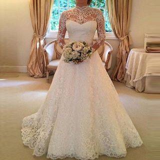 Long-sleeve Lace A-line Wedding Ball Gown