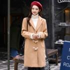 Notched-lapel Wool Blend Toggle Coat