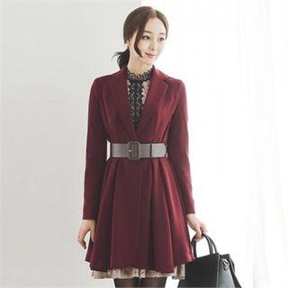 Single-breasted A-line Jacket With Belt