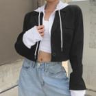 Mock Two-piece Cropped Hooded Jacket