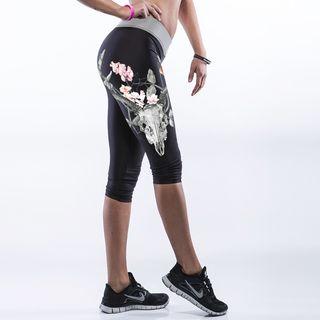 Printed Cropped Leggings As Figure Shown - One Size