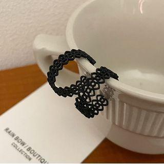 Cutout Alloy Open Hoop Earring 1 Pair - Black & Silver - One Size