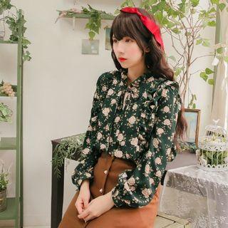 Tie-neck Frilled Rosette Blouse