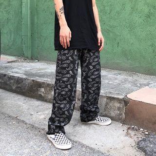 Paisley Print Straight Leg Jeans