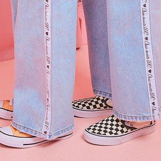 Pink Cafe Lettering-trim Wide-leg Jeans