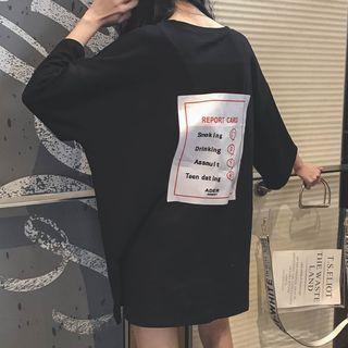 Printed Applique 3/4 Sleeve T-shirt