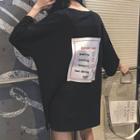 Printed Applique 3/4 Sleeve T-shirt