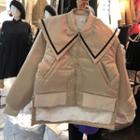 Sailor-collar Padded Zip-up Jacket