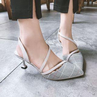 Plaid Panel Pointed Pumps