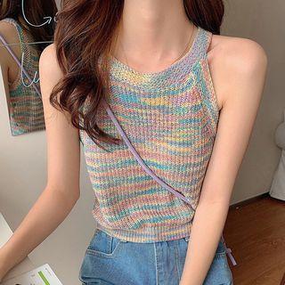 Halter Sleeveless Knit Top As Shown In Figure - One Size