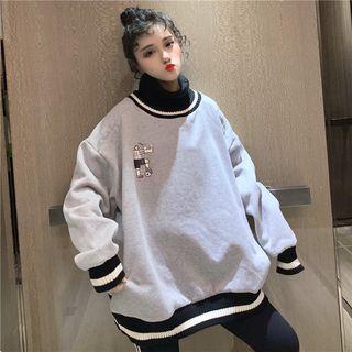 Long-sleeve Lettering Mock Turtleneck Sweater