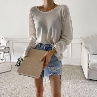 Loose-fit Linen Blend Knit Top