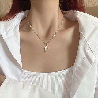 Mermaid Tail Pendant Faux Pearl Alloy Necklace 2272 - Necklace - Gold - One Size