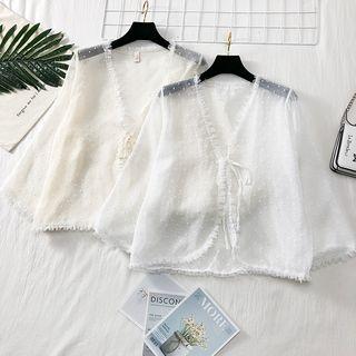 Tie-front Sheer Lace Top