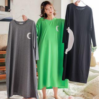 Crescent Print Midi Pullover Sleep Dress