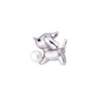 Simple And Cute Puppy Dog Imitation Pearl Brooch Silver - One Size