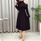Set: Halter A-line Dress + Cardigan