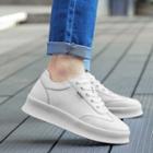 Genuine Leather Platform Lace Up Sneakers