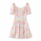 Short-sleeve Flower Mini A-line Dress