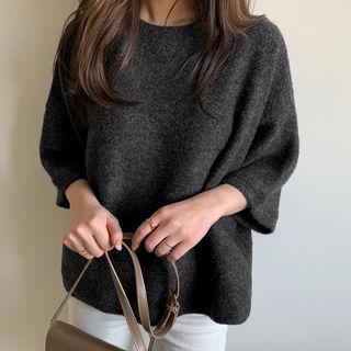 3/4-sleeve Oversize Felt T-shirt