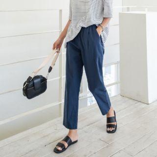 Comfy Tapered-cut Elasticized-waist Linen Pants