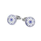 Fashion Elegant Blue Enamel Pattern Cufflinks Silver - One Size