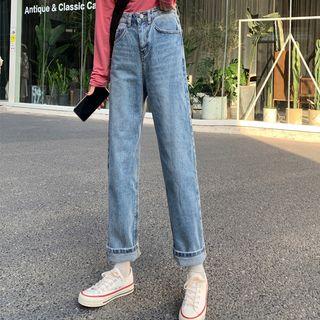 Plain Denim Shift Wide-leg Pants