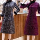 Traditional Chinese Long-sleeve Leopard Print Dress