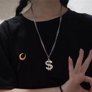 Dollar Sign Necklace Silver - One Size