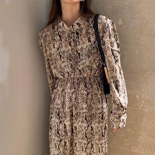 Long-sleeve Pattern Printed Dress As Shown In Figure - One Size