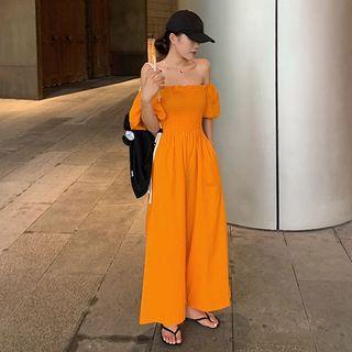Off-shoulder Puff-sleeve Jumpsuit