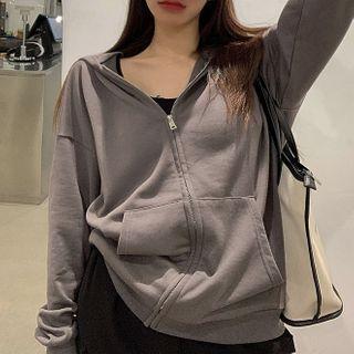 Zipped Hooded Jacket Gray - One Size