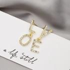 Love Lettering Rhinestone Alloy Dangle Earring 1 Pair - E3466 - Gold - One Size