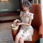 Floral Cutout Slim-fit Qipao Dress