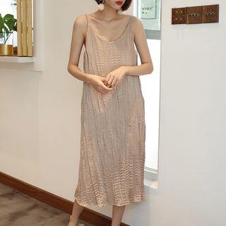 Crinkled Midi Strappy Dress